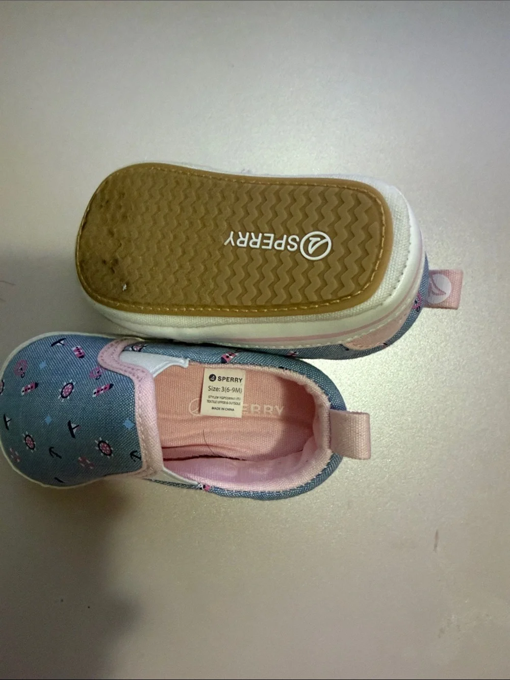 Sperry Toddler Slip-On Canvas Shoes in Blue and Pink